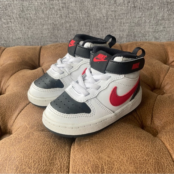 Nike Other - Nike Court Borough Mid 2 Sneakers Black White Red Toddler 5